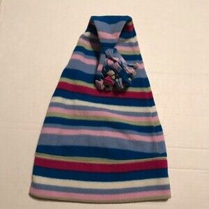 THE CHILDREN’S PLACE Size 4-6 Kid’s Striped Hat Pom Pom Flowers Cozy Soft